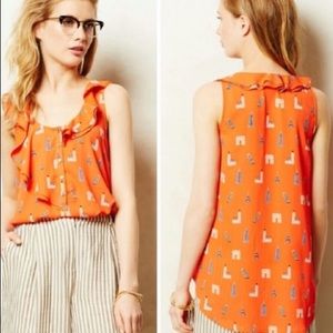 Anthropologie Aurelie top Big Ben Effie top 2P orange sleeveless